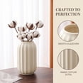 thumbnail image 2 of REGALWOVEN Modern Ceramic Flower Vase Matte Ribbed Vase, Small Decorative Vase for Desktop & Bathroom, Minimalist Centerpiece Beige 3.5" x 3.5" x 5.9", 2 of 6