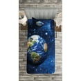 thumbnail image 3 of Ambesonne Space Quilted Bedspread Set 2 Pcs, Planet Earth Solar System, Twin Size, Blue Green, 3 of 3