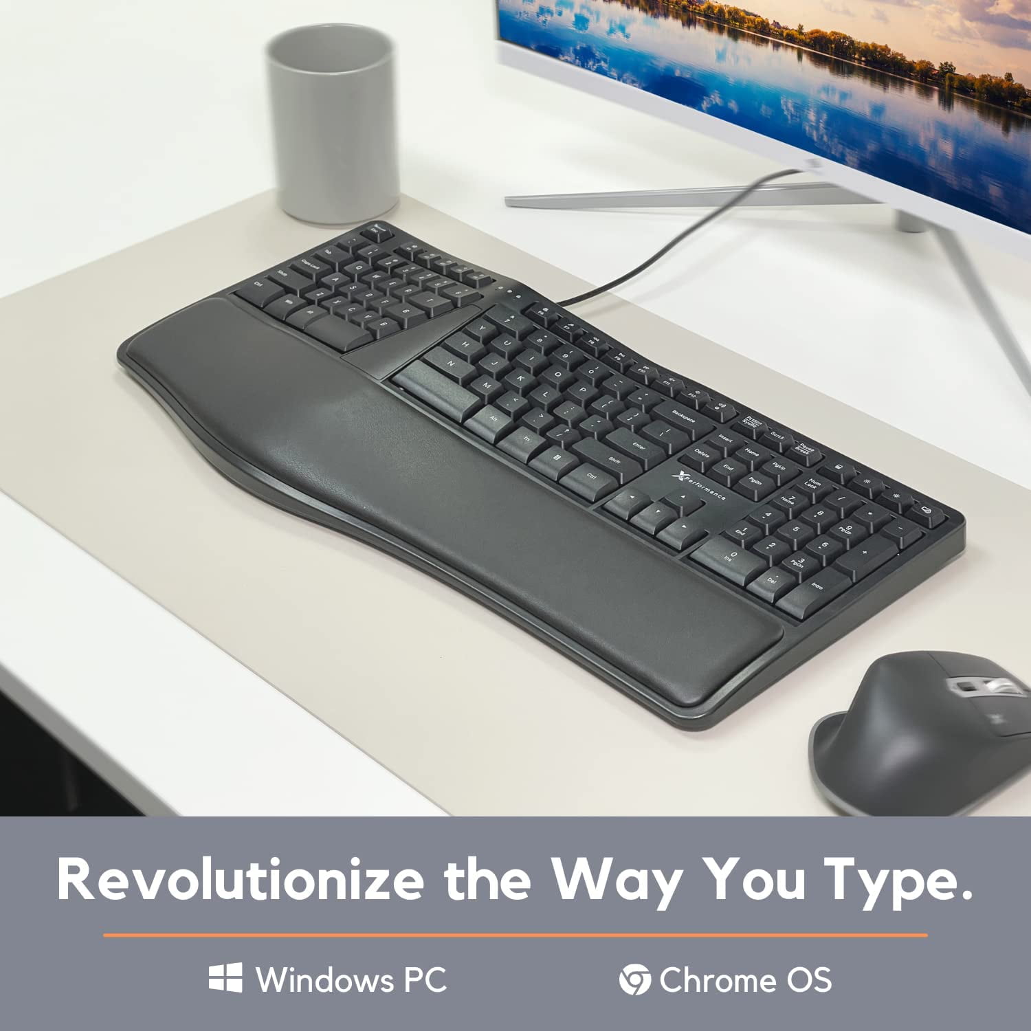 X9 Performance Ergonomic Wired Keyboard with Wrist Rest, Split Design, USB