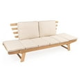 thumbnail image 6 of Hartley 2-Seat Modern Scandinavian Folding Wood Outdoor Day Bed Sofa, Beige/Light Teak, 6 of 9