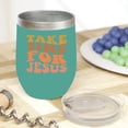 thumbnail image 2 of Take Time for Jesus, Spending Time with the Lord Quote, Groovy Retro Wavy Text Merch Gift, Mint 12oz Wine Tumbler, 2 of 5