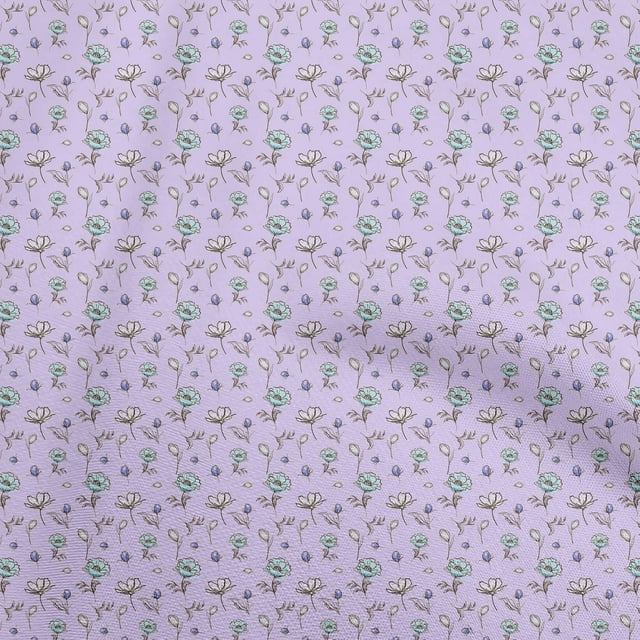 oneOone Velvet Pastel Purple Fabric Floral Sewing Craft Projects Fabric Prints By Yard 58 Inch Wide