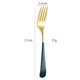 thumbnail image 1 of Xiao Hua Tenedor de acero inoxidable con bordes lisos, color dorado y verde, 2 unidades, 6,69 x 1,02 pulgadas, ideal para el hogar, para cenas festivas y catering., 1 of 5