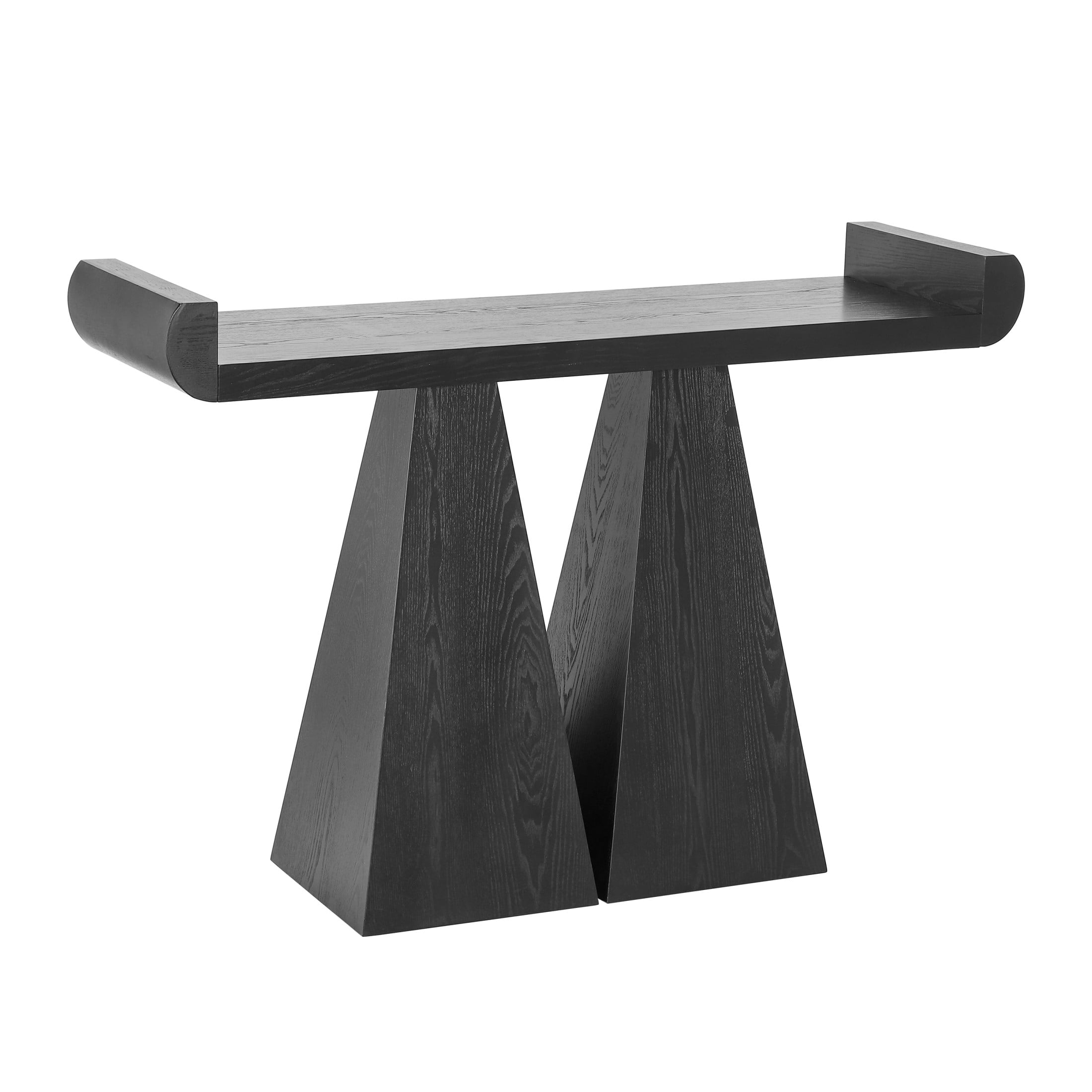 Christopher Knight Home 51” Modern Console Table with Sculptural Base, Wood Entryway Sofa Table, Black