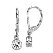 925 Sterling Silver Solid Bezel Polished Cubic Zirconia Leverback Earrings 25x5mm Wide Stud Earring for Women