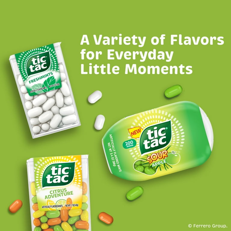 3 Pack- Tic Tac Sour Apple Mints, On-the-Go, Refreshing Sour