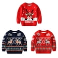 thumbnail image 4 of Baywell Toddler Boy Girl Christmas  Knit Pullover Sweater Tops Long Sleeve Round Neck Sweater Reindeer Elk Dinosaur Sweatshirts Tops For Kids Girls And Boys 3-8 Years, 4 of 9