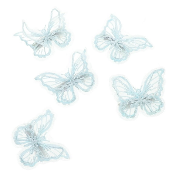 SHOWERORO 5Pcs Butterfly Hair Clips with 3D Layered Lace and Mesh Embroidery for Special Occasions