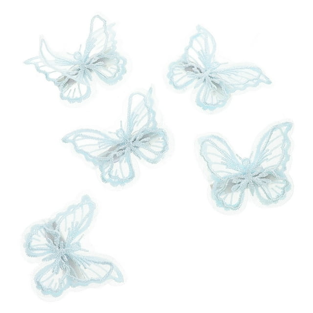 SHOWERORO 5Pcs Butterfly Hair Clips with 3D Layered Lace and Mesh Embroidery for Special Occasions