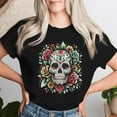 thumbnail image 2 of De Los Muertos Day Of The Dead Sugar Skull Halloween Mexican Cultural Celebration Traditional Holiday Women’s Casual Comfortable Cotton T-Shirt, 2 of 3