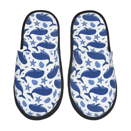 Balery Whale Slient Indoor Furry Fleece Comfort House Shoes Soft Non-Slip Home Shoes Cotton slippers House Slippers-- Medium