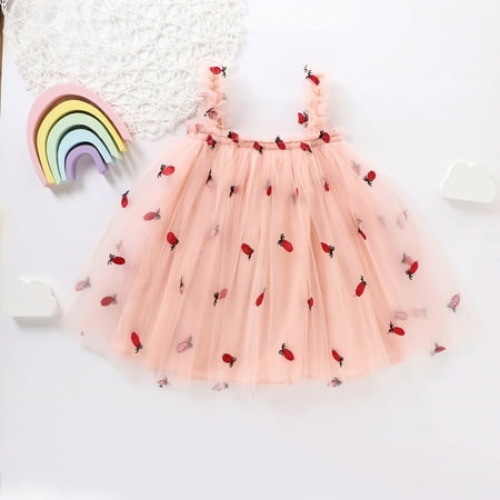 

Aayomet Flower Girl Dress Girls Tulle Princess Dress Toddler Sleeveless Suspender Pineapple Baby Girls Dress&Skirt Pink 4-5 Years