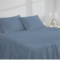 thumbnail image 4 of Color Sense 4-Piece 100% Cotton Percale Bed Sheet Set, Cool & Crisp Bedding, Full, Blue, 4 of 12