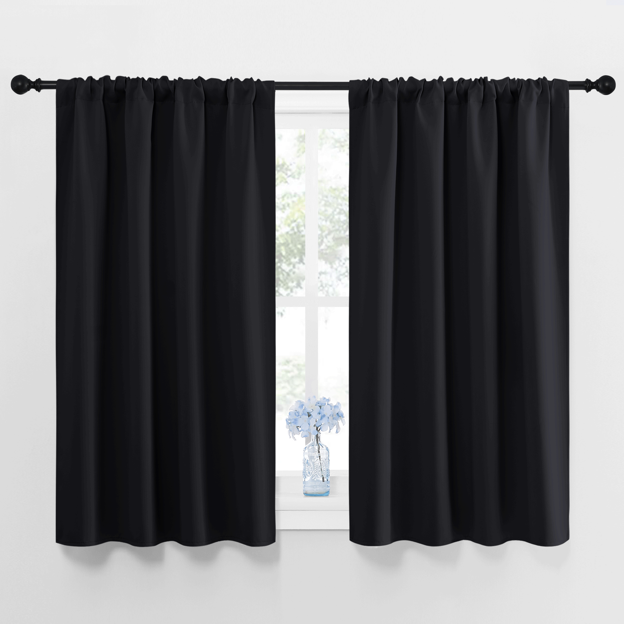 Nicetown Blackout Curtain Panels, 42" W x 45" L, Black, 2-Pack photo 2