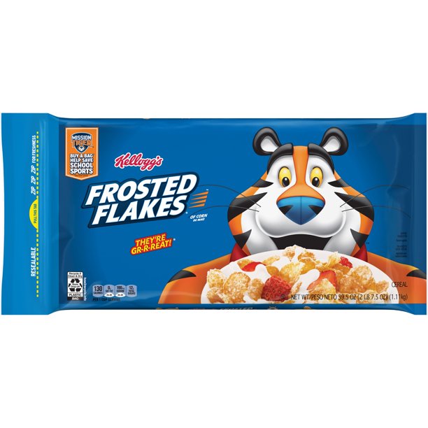 Kellogg's Frosted Flakes, Breakfast Cereal, Original, 39.5 Oz Walmart
