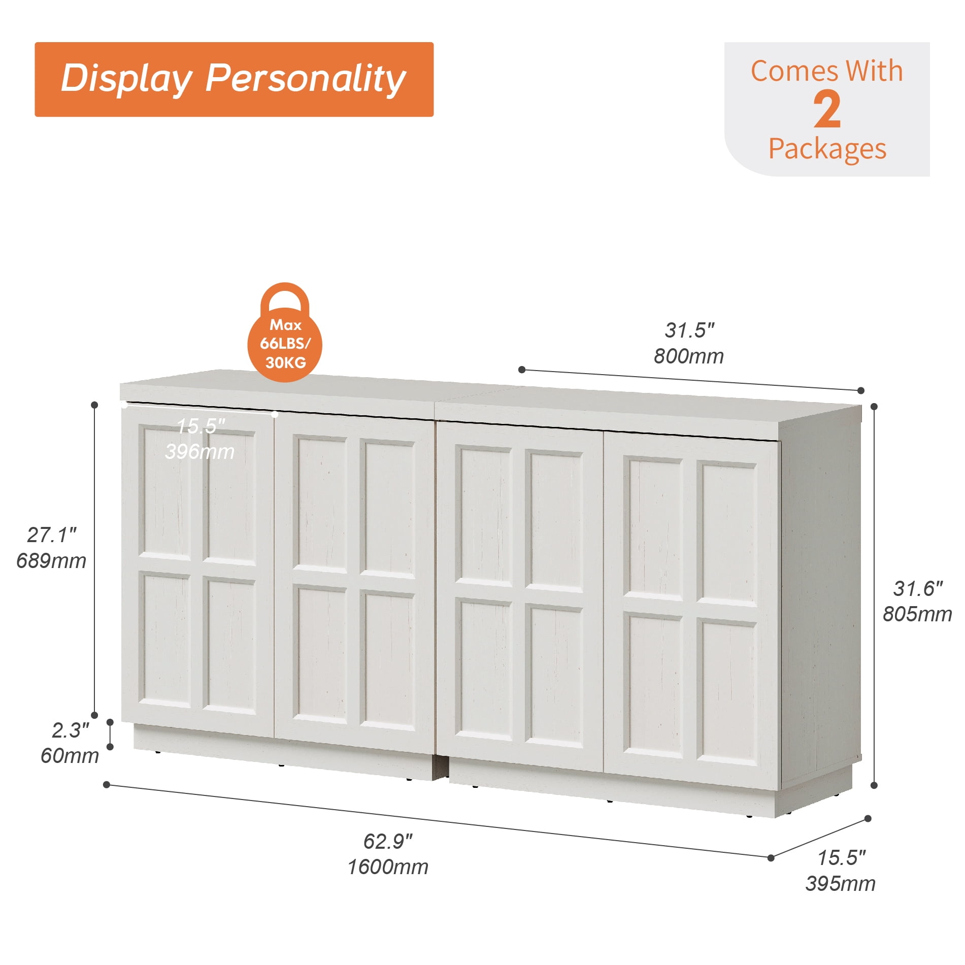 HOMOOI TV Stand for 40-70"TV, Boho 63" Wood Media Console with Doors, Adjustable Shelves and Cable Management Hole, Heavy-Duty Entertainment Center for Living Room, Bedroom,White