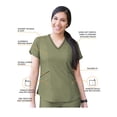 thumbnail image 3 of Adar Pro Heather Scrubs For Women - Modern V-Neck Scrub Top - P7002H - Heather Olive - S, 3 of 7