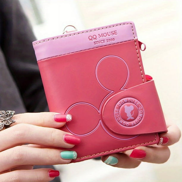 Cartoon Pattern Short Wallet, Simple Foldable Coin Purse, Women's Card Hoder With Wristlet