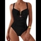thumbnail image 1 of Traje de Baño de una Pieza para Mujer, con Control de Abdomen, Fruncido, con Recortes y Aros en U Negro XL, 1 of 7