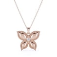 thumbnail image 1 of JeenMata Collar con Colgante de Mariposa Enamorada con Moissanita de Talla Brillante Redonda Bañada en Oro Rosa de 18 K sobre Plata, 1 of 4