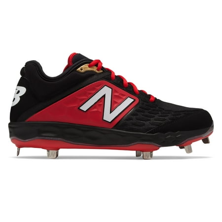 New Balance Low-Cut 3000v4 Metal Baseball Cleat Mens Shoes Black with Red