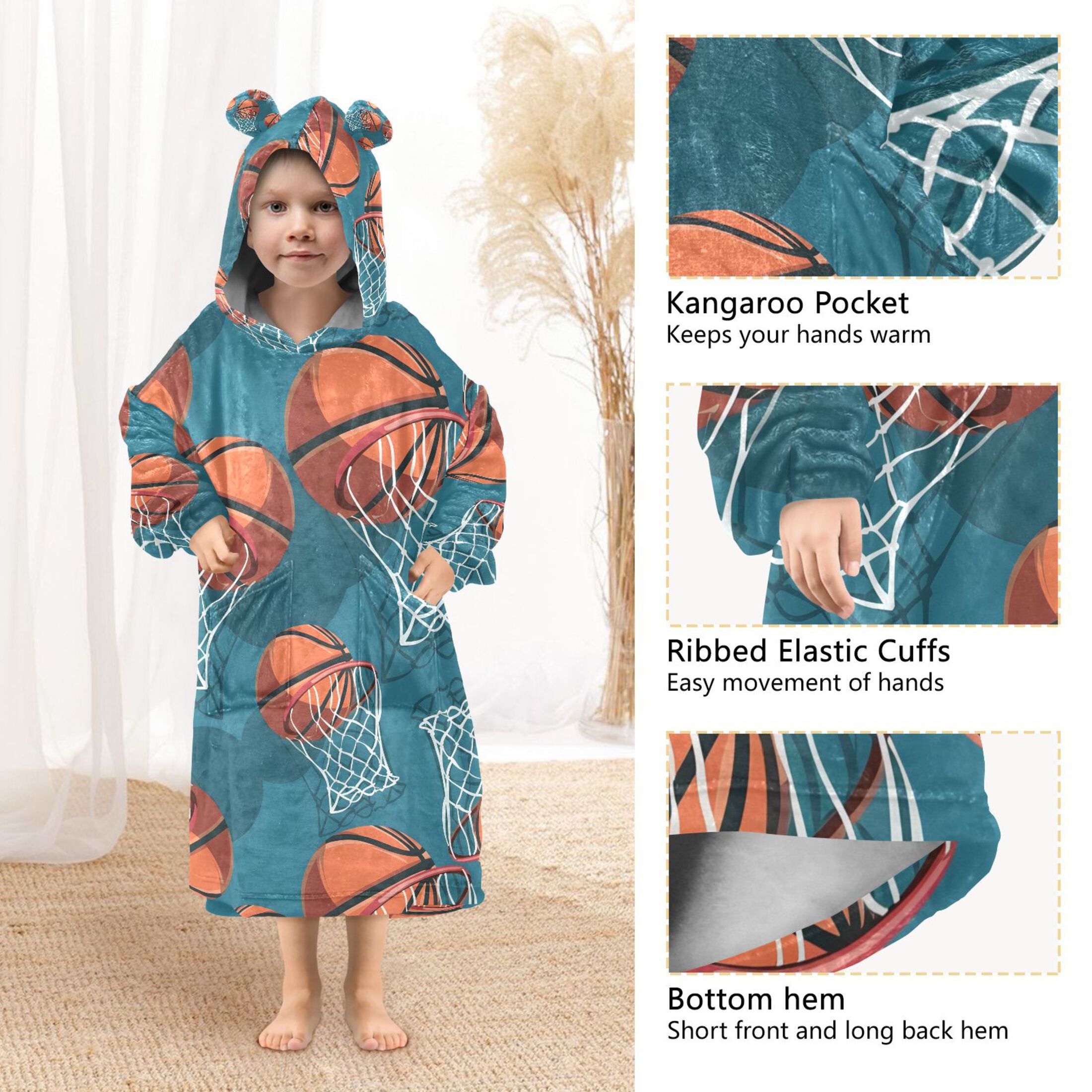joogoo Blanket Hoodie for Basketball-a1 Oversize Sweatshirt 3-14 YR L
