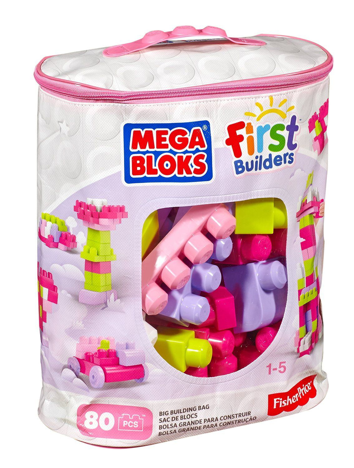 Mega Bloks First Builders Big Building Bag 80 Pieces DCH62 Pink for sale online