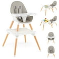 thumbnail image 1 of Babyjoy 6-in-1 Baby High Chair Infant Wooden Convertible Chair with Building Block Table Gray, 1 of 10