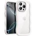 thumbnail image 1 of Wavy Case for iPhone 16 Pro Max 6.9-Inch, Cute Wave Frame Curly Shape Shockproof Phone Cover for Women and Girls, Clear Hard PC Back (Desert Titanium), 1 of 5