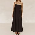thumbnail image 2 of Womens Maxi Dress - Contrast Trim Spaghetti Straps, Summer Beach Outfit, Sleeveless Long Vacation Dress, 2 of 6