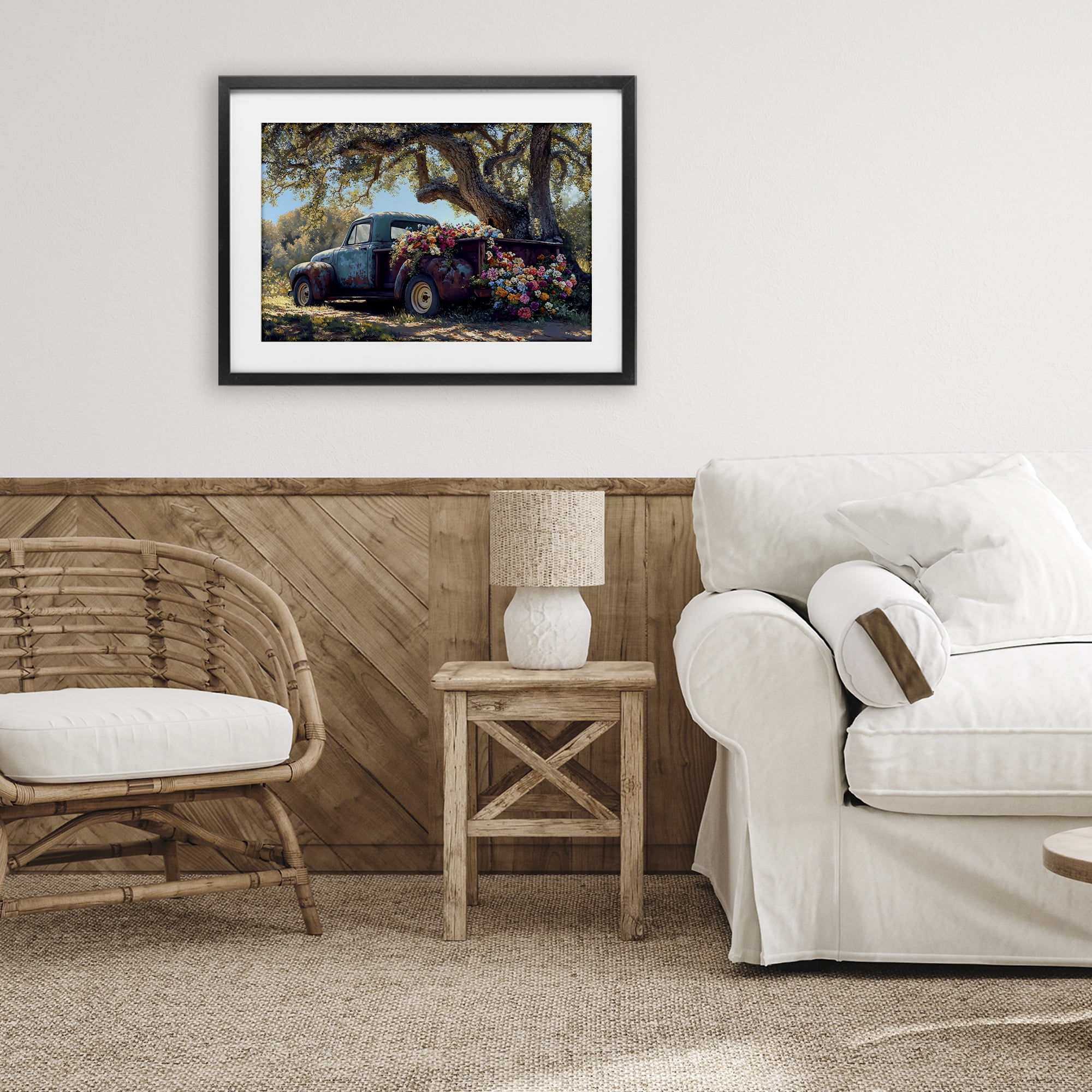 Stupell Industries Repurposed Truck Filled with Flowers Black Framed Print Under Glass, design by Franklyn Gregory