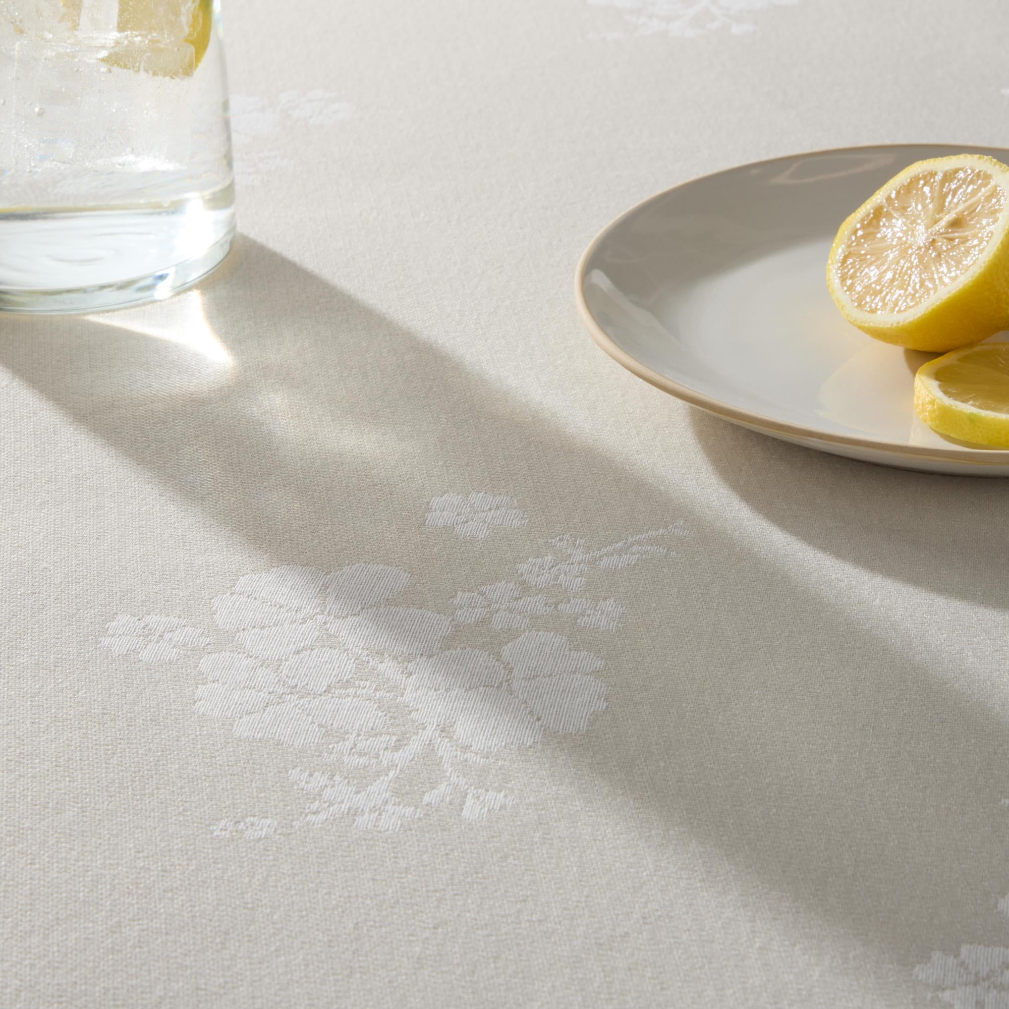 The Pioneer Woman Tonal Floral Jacquard Woven Fabric Tablecloth, Light Taupe, 70" Round