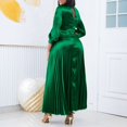 thumbnail image 4 of Women's Fall Deep V Neck Maxi Dress Pleated Belted Party Cocktail Long Dress, 4 of 5