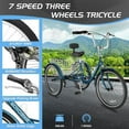 thumbnail image 3 of MOPHOTO Adult Tricycle with 24" Big 3 Wheels, Three Wheel Cruiser Bikes with Large Basket & Bell (Sage Green,7-Speed),3 Wheel Cargo Bicycle, 3 of 5