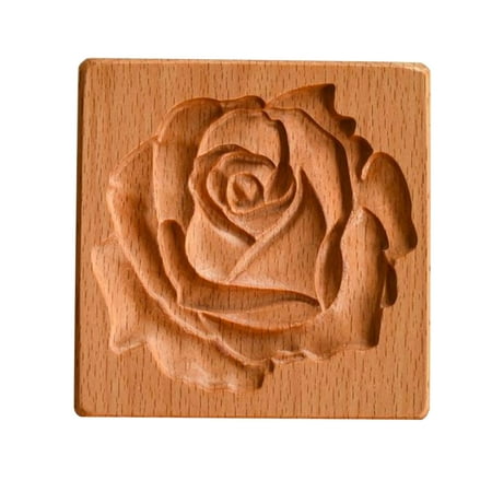 

Flower Wooden Cookie Mold Portable Cake Baking Cutter Non-Toxic Cookie Stamp Mould High Temperature Resistant Wooden Biscuit Shape Tool for Cookie DIY