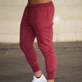 thumbnail image 3 of IYTR Mens Athletic Pants Solid Color Comfy Casual Elastic Waist Drawstring Slim Fit Pants Sport Fitness Pants With Pocket Red M, 3 of 6
