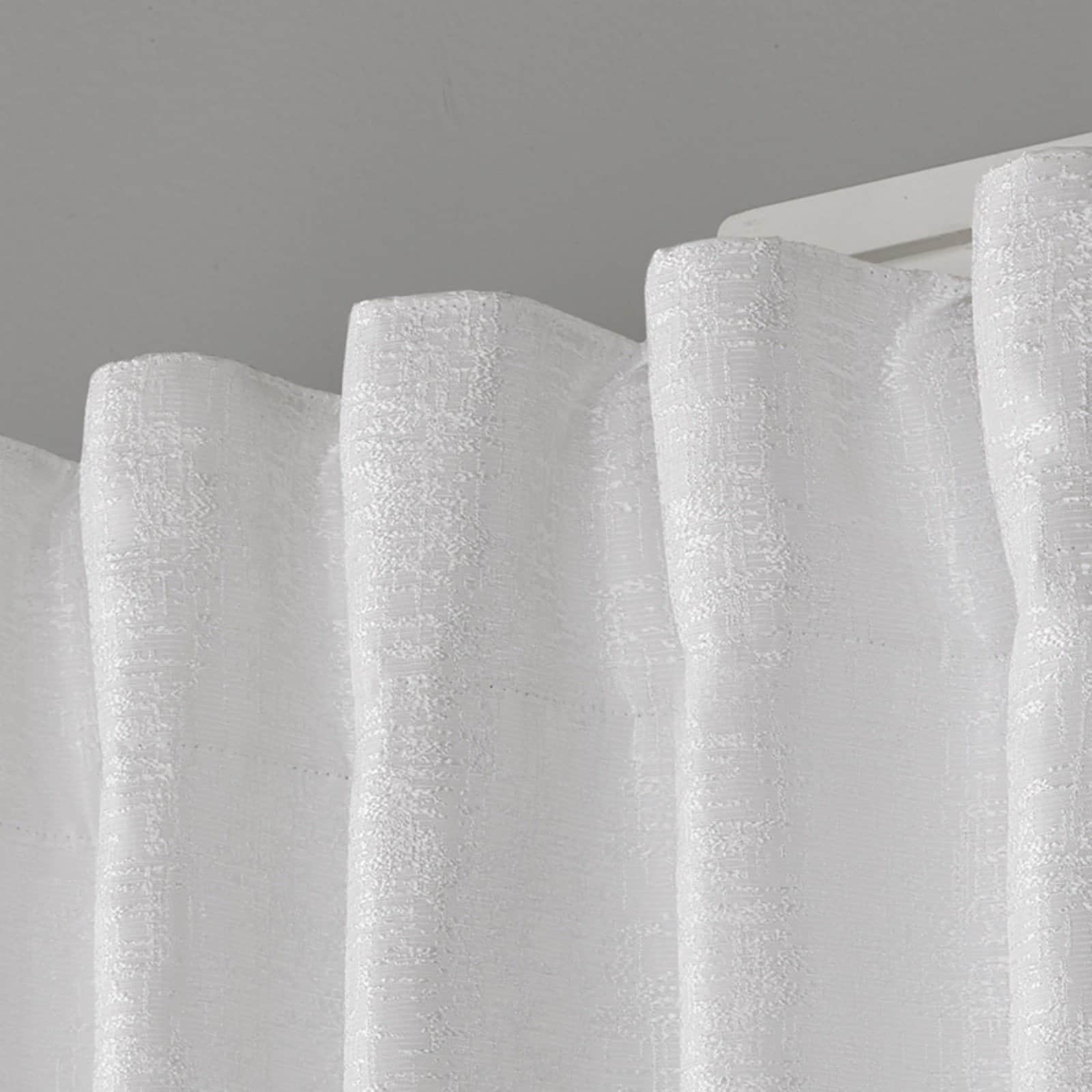 Exclusive Home Zeus Solid Textured Jacquard Blackout Hidden Tab/Rod Pocket Curtain Panel Pair, 52"x84", Winter White