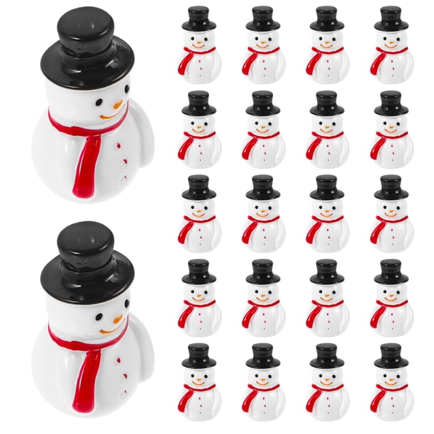 20 figuras de muñecos de nieve navideños en miniatura de resina para manualidades.