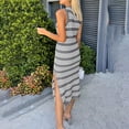 thumbnail image 6 of Baqcunre Maxi Dresses for Women 2024 Women's Summer Bodycon Sundresses Casual Midi Sleeveless Hollow Out Knit Side Slit Striped Long Tank Dress Dresses for Women 2024 Summer Dresses for Women 2024, 6 of 9