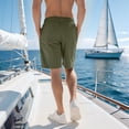 thumbnail image 6 of Men's Drawstring Pockets Elastic Waist Shorts for Casual Beach Green S, 6 of 9