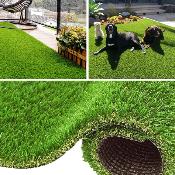 Moxie Artificial Grass Turf 10FTX15FT,1.38inch Realistic Synthetic Thick Fake Faux Grass Rug Astroturf Carpet Landscape for Dogs Indoor Outdoor Garden Lawn Mat with Drainage Holes