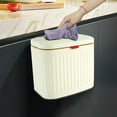 thumbnail image 1 of 1.05 Gallon Hanging Trash Can with Lid  Kitchen Wall Mounted Countertop Compost Bin  White, 1 of 10