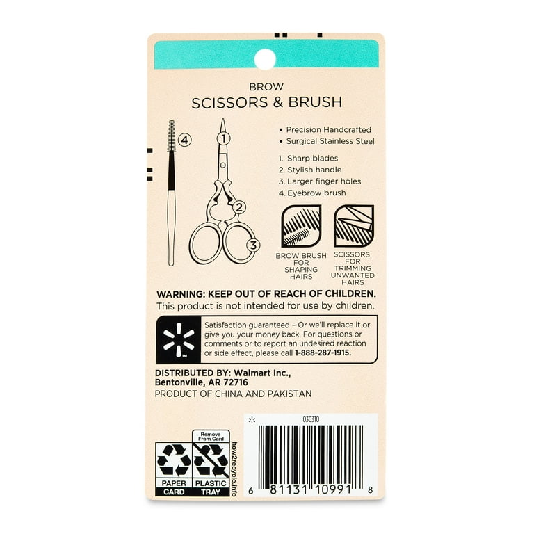 48 Bulk Scissors And Brush Grooming Set Brow Thinning Equate Carded - at 