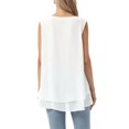 thumbnail image 3 of INSPIRE CHIC Women's Chiffon Blouse V Neck Sleeveless Double Layer Tank Tops Flowy Tunic Casual Shirts S White, 3 of 5