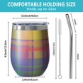 thumbnail image 5 of 12oz Stemless Wine Tumblers Multi Color Plaid Checkered Pattern Vacuum Insulated Stainless Steel Travel Tumbler Cups Mug with Lid and Straw for Champaign,Cocktail,Beer with Cleaning Brush, 5 of 5