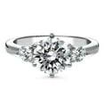 thumbnail image 2 of BERRICLE Sterling Silver 3-Stone Wedding Engagement Rings 2 Carat Round Cut Cubic Zirconia CZ Ring for Women, Rhodium Plated Size 4.5, 2 of 12