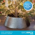 thumbnail image 5 of BIRDROCK HOME 4-Panel Hammered Metal Christmas Tree Collar - Stylish Holiday Tree Skirt Alternative - Durable Iron Construction Base Cover - Protects Tree Base from Pets - Easy Assembly - Silver, 5 of 9
