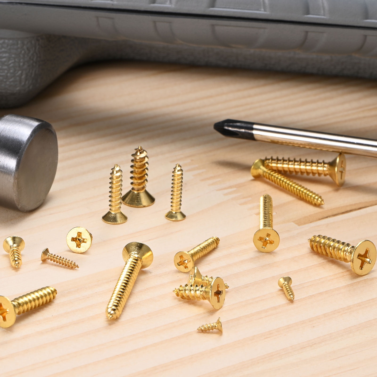 Uxcell 100-Pack Wood Screws, M5 x 20mm Brass Phillips Flat Head