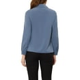 thumbnail image 3 of INSPIRE CHIC Women's Point Collar Half Placket Long Sleeve Office Blouse Shirts XS Dusty Blue, 3 of 6