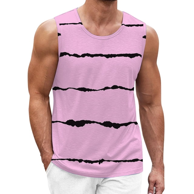 Men's Sleeveless Collar Tank Top for Spring Summer Print Athletic Workout Shirt Easy Casual Daily Wear